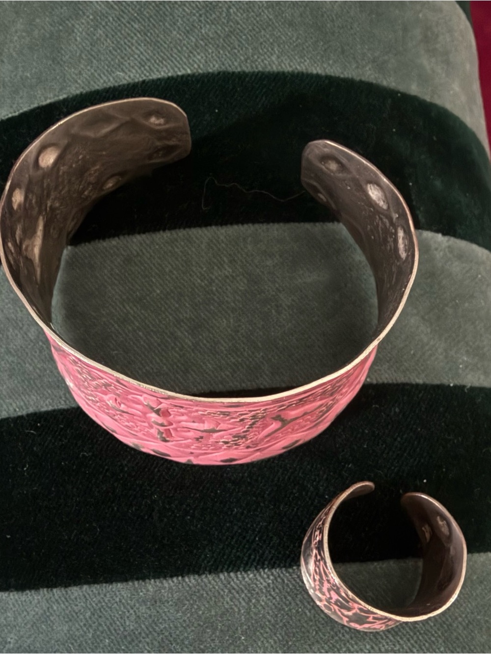 Anju Pink Textured Cuff Bracelet and Ring Set